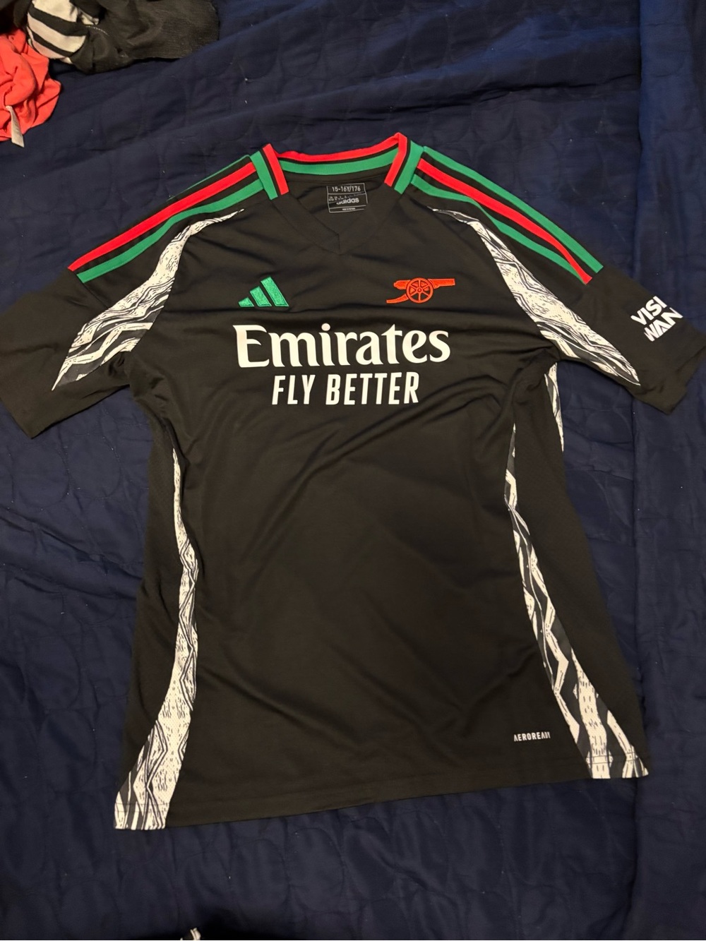 Adidas Arsenal Black 'Emirates Fly Better’ Jersey—15/16Y (fits women’s 6)